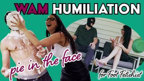 WAM Pie in the Face Humiliation for Foot Fetishist - boss, employee, slave training, soles, foot sniffing - HD MP4