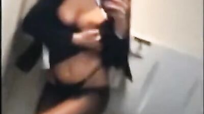 Slutty mom films herself while masturbating in the public toilet