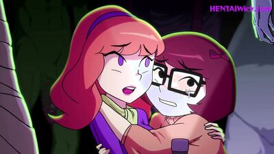 Velma & Daphne in hot 3D cartoon orgy with cartoon babes and hot babes