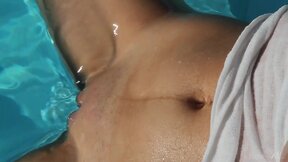 ”Naked Sexy Babe Ketrin Shows Her Wet Snatch While Swimming In A Pool!”