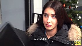 Young Russian brunette shows off her debt-free skills by trying to get cash for a car