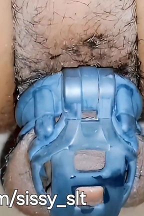 Pissing in Chastity Cage