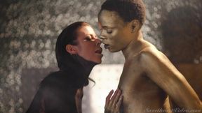 Perverted lesbians heart-stopping interracial sex clip