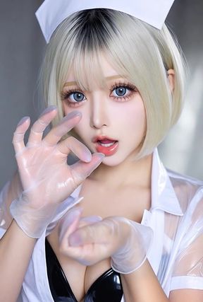 Slim young adult blonde gives a professional AI-generated handjob