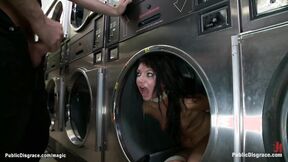 Bound bitch butt ravaged in laundromat