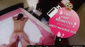 Two Hot Brunettes Go Wild in a Dirty Massage Duo - VirtualPorn360