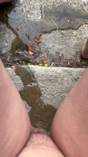 First piss of the morning outside on the steps