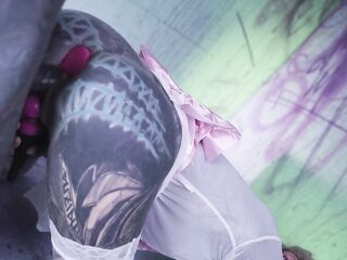 Glasses wearing Tattooed Beauty likes the Tattooed Shlong Banging double penetration and Facial