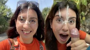 Crazy Cumwalk Covered in Cum After Public Blowjob with Stranger in Bushes