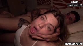 My best friend's ex and I had a horny and tough hump session. It was my first time and I couldn't stand against her sloppy talking and ample white cock.
