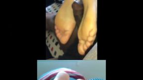 Ebony Best Friend's Sweaty Nutdraining Ignoring Solejobs in Jeans (Two in One) With Thick Size 8 Feet