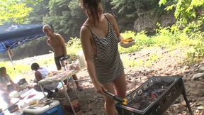Asian Ono Maria gets toy fucked in a tent at a picnic