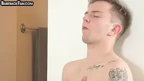 Stepbrother Jerks Cock On Stepbrother Who Takes Shower