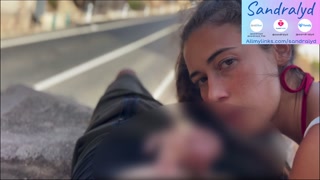 Extreme public blowjob and balls sucking in the road