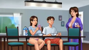 Mature mom sucks huge dick next to his GF