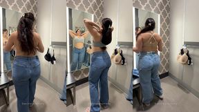 try on haul! big natural boobs uncensored dressing room cam