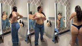 try on haul! big natural boobs uncensored dressing room cam