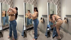 try on haul! big natural boobs uncensored dressing room cam