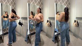 try on haul! big natural boobs uncensored dressing room cam