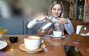 Letty black, remote controlled dildo in crowded cafe, letty black