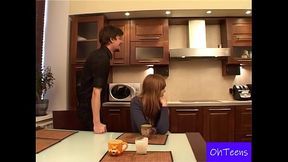 Viking Loves Natalia on a Dorm Kitchen