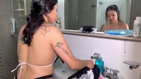 Sultry Latina office manager gets her tight ass spanked and fucked