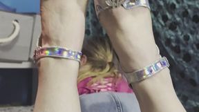 Silver Holo Heels Short Toenails Back