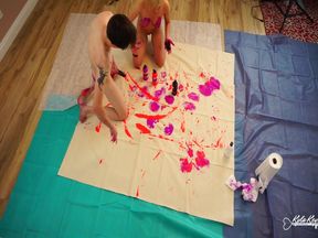 Nude Body Painting on a Canvas