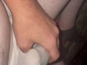 Hard cock in soft white thong