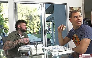 Trans stepsister Asia Belle rimmed and barebacked in a 3some