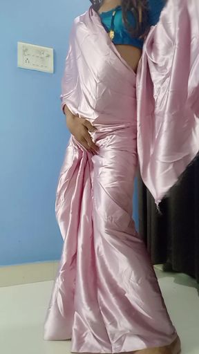 I love my satin saree and hot bra