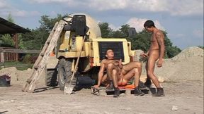 Three Young Hung Muscle Jocks Fuck Anal Outside in a Steamy Trio and Shoot Big Loads