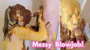 Sweet ‘n Sloppy Blowjob - Wet & Messy BJ - Slimed with Chocolate Pudding and Custard