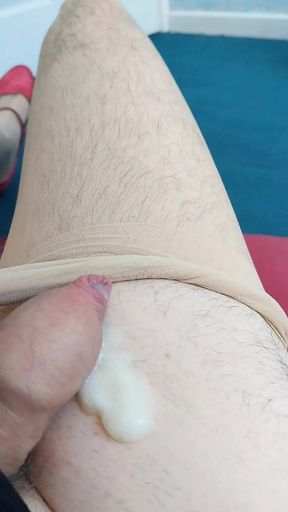 Shaved Tiny Clit Sissygasm Cute Panties, Tights &amp; Skirt