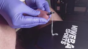 CrazyGay Massive glans penetration through dilator ends in a sperm explosion