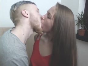 young webcam couple can`t stop kissing