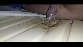 I fuck the mattress and ejaculate the sperm in the condom