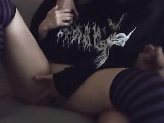 teen punk couple masturbating together