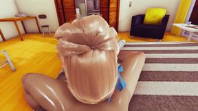 3D Hentai Featuring a Blue-eyed Sexy Blonde Elf - Exciting Handjob, Deepthroat Blowjob, and Thrilling Wall Mouth Fuck Cumshot