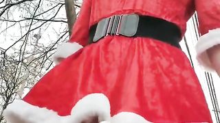 Exhibitionist Crystal Encaged Claus, two