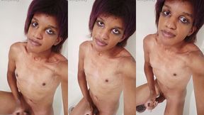 castrated trans girly gets messy in shower