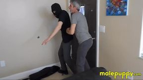 Richard got rubbed and tickles burglar Aiden Valentine on the ribs and his bare feet