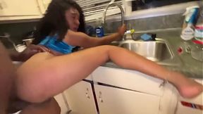 Ebony teen anal slut gets gigantic cock in her tight ass
