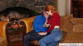 Jaw dropping red head Lauren Phillips seduces husband of her best girlfriend