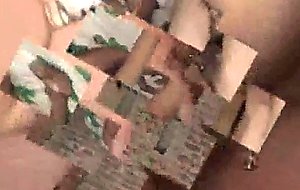 Guys have fun with blonde slut