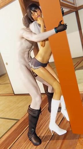 Yaoi -sexy Femboy Getting Fucked Hard Against a Pillar