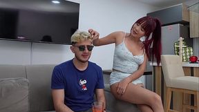 Latina beauty Allison Sweet gives deep throat and rides big cock