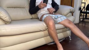 Stepmother Discovers Her Stepson's Big Cock While He Masturbates