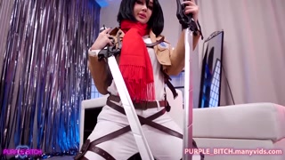 Mikasa Ackerman gets slutty on a cock