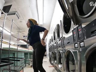 I Locked my Garments in the Dryer at a Public Laundromat - ENF Public Masturbation and SQUIRT